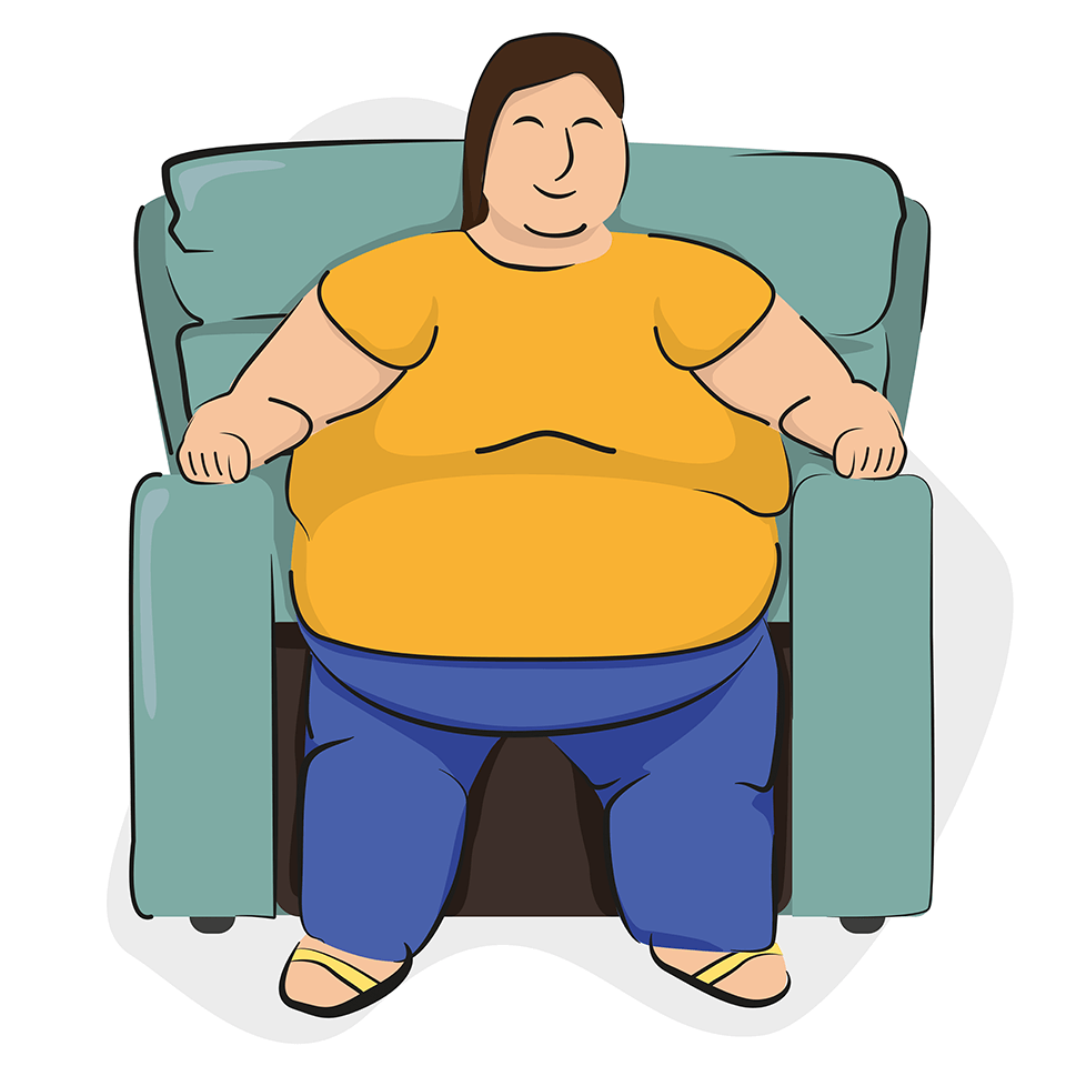 Plus-size patient graphic with bariatric equipment
