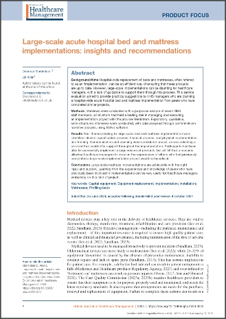 large-scale hospital bed and mattress replacement programmes article