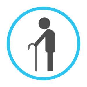 Icon of person using walking stick